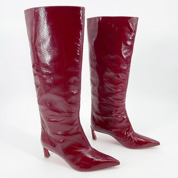 Christian Louboutin Red Patent Leather Condorocombo 55 Knee High Boot EU 37.5 - Picture 2 of 16